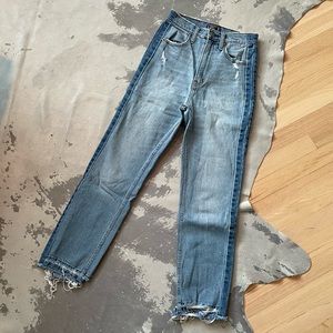 Abercrombie Zoe natural rose ankle straight jeans denim size 0 25” waist